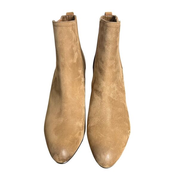 Sam Edelman Wedge Boots Womens Size 8.5 Tan Leather Chelsea Pointed Toe Booties - Picture 3 of 12
